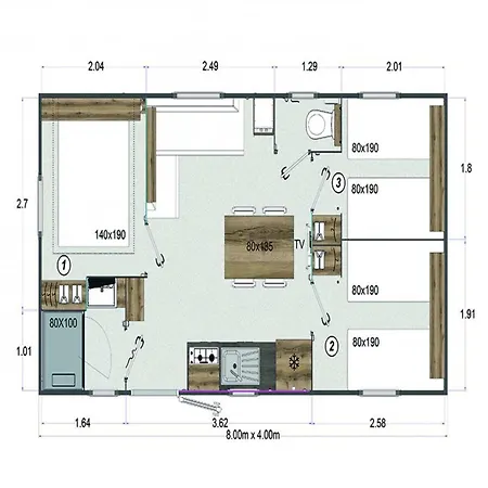 Mobil Home, Animaux Ok - 6 Pers. - Api-1-52-2958 Kemping *